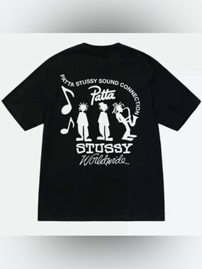 Stussy x Patta Sound Connection Tee Black White Size Small NWT